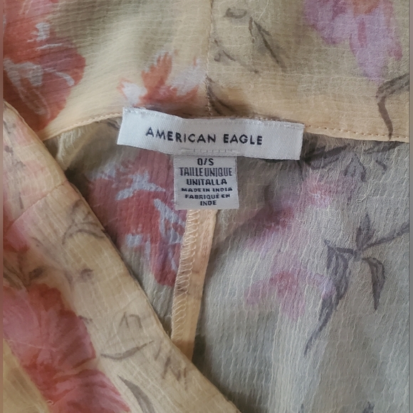 American Eagle Outfitters Sheer Yellow Floral Kimono - Picture 2 of 7